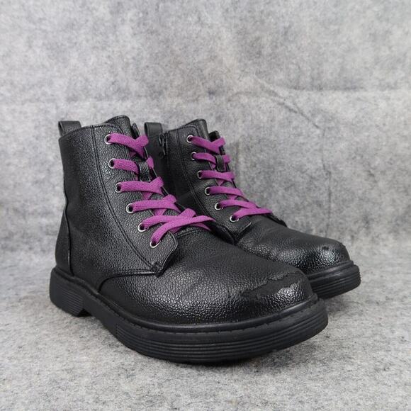 Art Class Shoes Kids 5 Boots Combat Biker Classic Lace Up Zip Black Casual Girls - Picture 1 of 16